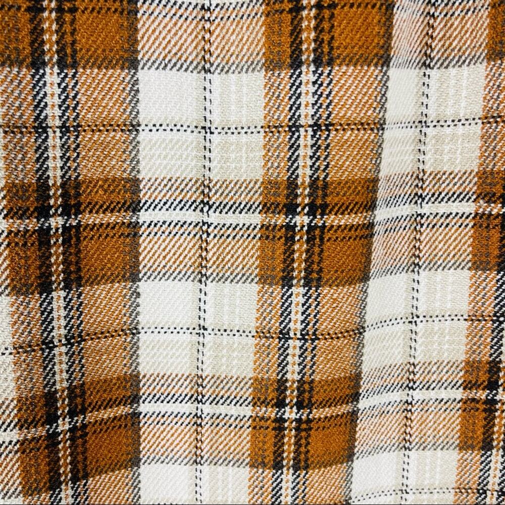 Vintage orange tan plaid preppy academia fringe midi skirt 12P - Picture 5 of 8